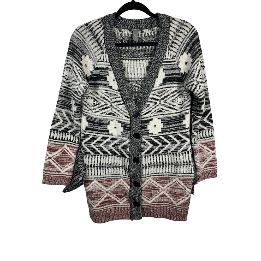 Charlotte Russe women's black and white Aztec print cardigan sweater - Size  XS